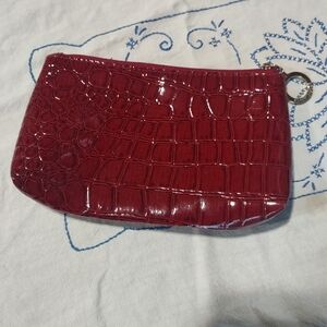 Estee Lauder Glossy Red Embossed Wristlet